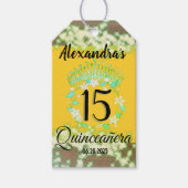 Mustard Gold Elegant Quinceanera Viering Cadeaulabel (Voorkant)