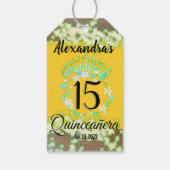 Mustard Gold Elegant Quinceanera Viering Cadeaulabel (Achterkant)