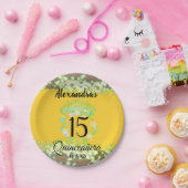 Mustard Gold Elegant Quinceanera Viering Papieren Bordje (Feest)