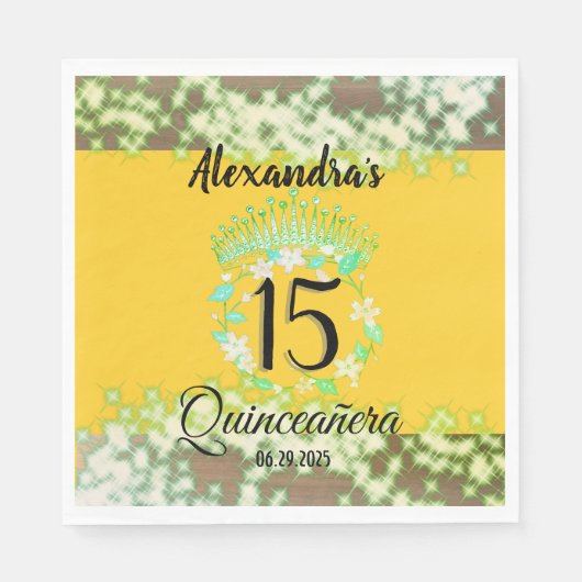 Mustard Gold Elegant Quinceanera Viering Servet (Voorkant)