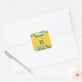 Mustard Gold Elegant Quinceanera Viering Vierkante Sticker (Envelop)
