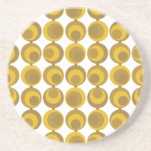 Mustard Gold Retro Geo Pattern Rond Midden-Century Zandsteen Onderzetter (Voorkant)