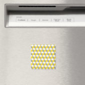 Mustard Gray en White Isometric Cube Pattern Magneet (Insitu (Vaatwasser))