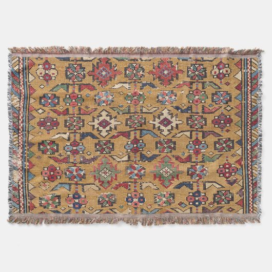 Mustard Khyrdagyd 19e eeuw kleurrijk Donkerrood Deken (Voorkant)