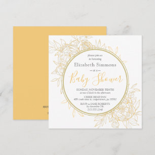 Mustard Peony Modern Floral Toile Baby shower Kaart