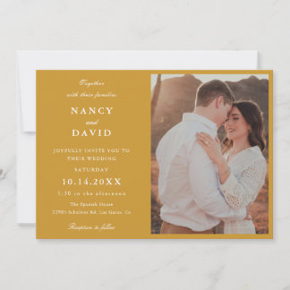Mustard Photo Wedding Invitation Kaart