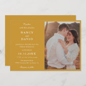 Mustard Photo Wedding  Invitation Kaart (Voorkant / Achterkant)