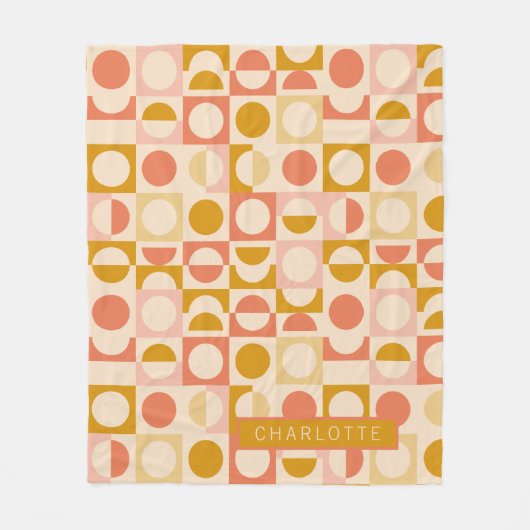 Mustard Pink Cream Pattern, gepersonaliseerd Fleece Deken (Voorkant)