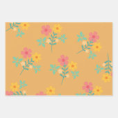 Mustard Retro Daisy Bouquet Pattern Inpakpapier Vel (Voorkant 2)