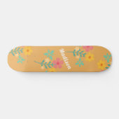 Mustard Retro Daisy Bouquet Pattern Skateboard (Horizontaal)