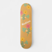 Mustard Retro Daisy Bouquet Pattern Skateboard (Voorkant)