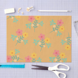 Mustard Retro Daisy Bouquet Pattern Tissuepapier