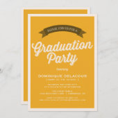 MUSTARD RETRO SCRIPT | INSCHRIJVING VAN DE GRADUAT KAART (Voorkant / Achterkant)