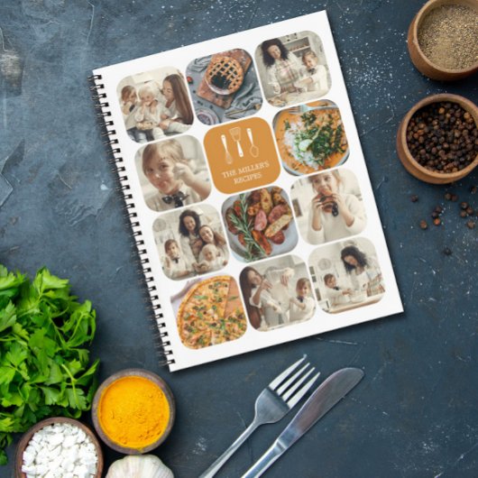 Mustard Round Corners Photo Collage Family Recipes Notitieboek