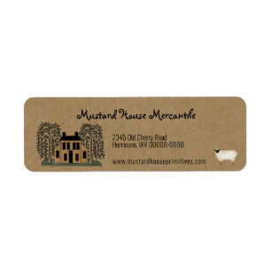 Mustard Saltbox House Editable Return Address Etiket
