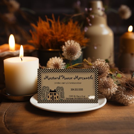 Mustard Saltbox House Rustic Kraft Visitekaartje
