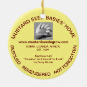 MUSTARD SEEDS GROW - ORNATIE PER PERRY RITCHIE KERAMISCH ORNAMENT (Achterkant)