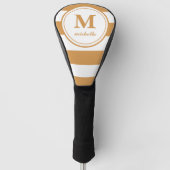 Mustard strepen Golf | monogram met gepersonalisee Golfheadcover (Voorkant)