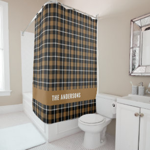 Mustard tartan moderne, op maat gemaakte douche douchegordijn