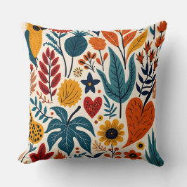 Mustard Terracotta Botanical Scandinavian Folk Kussen