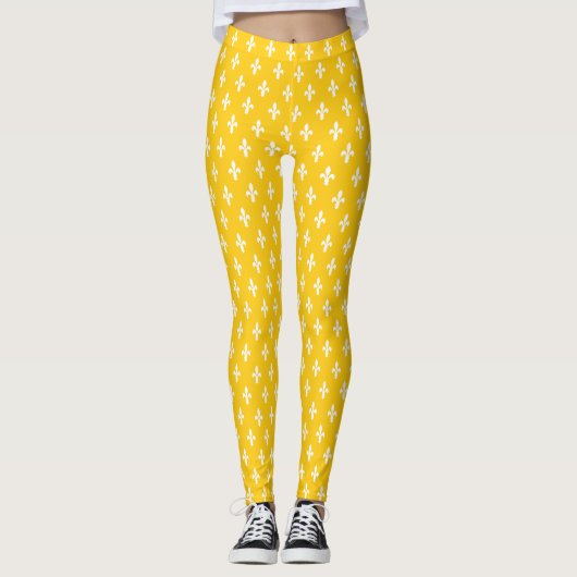 Mustard Victoriaans Fleur de Lys Leggings (Voorkant)