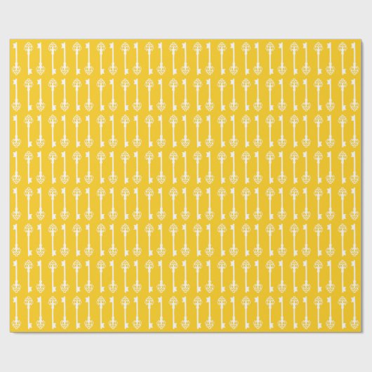 Mustard Victoriaans Keys Cadeaupapier (Vlak)