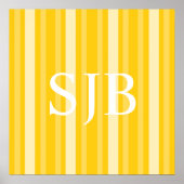 Mustard Victoriaans Lady Stripe met Monogram Poster (Voorkant)