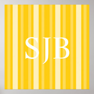 Mustard Victoriaans Lady Stripe met Monogram Poster