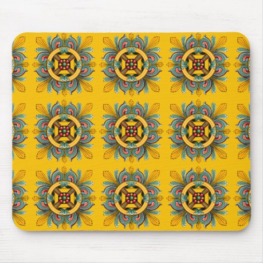 Mustard Victoriaans tapelontwerp Muismat (Voorkant)