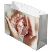 Mustard Waterverf Floral Newborn Gift Bag Groot Cadeauzakje (Achterkant Gekanteld)