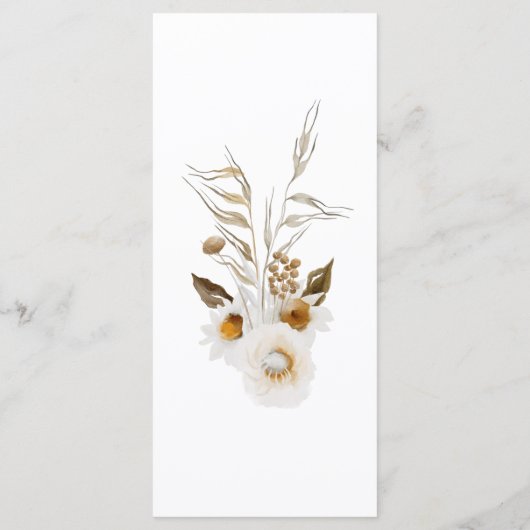 Mustard Waterverf Floral Weddenschap Menu (Achterkant)