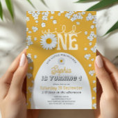 Mustard Wild One Daisy 1st Birthday Invitation Kaart