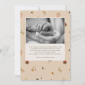 Mustard Wildflower Floral Foto geboorteaankondigin Kaart (Achterkant)