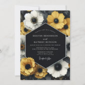 Mustard Yellow Anemone Romance Wedding Kaart (Voorkant)