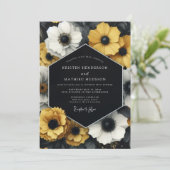 Mustard Yellow Anemone Romance Wedding Kaart (Staand voorkant)