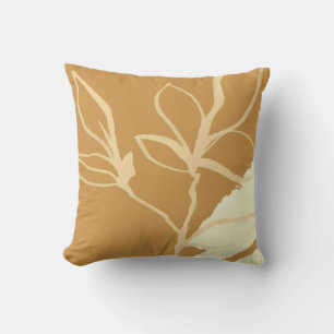 Mustard Yellow Artistic Waterverf Leaf Design Kussen