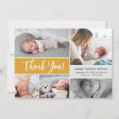 Mustard Yellow Baby Photo collage baby shower Bedankkaart (Voorkant)