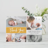 Mustard Yellow Baby Photo collage baby shower Bedankkaart (Staand voorkant)