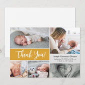 Mustard Yellow Baby Photo collage baby shower Bedankkaart (Voorkant / Achterkant)