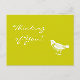 Mustard Yellow Bird Denking You Card Briefkaart