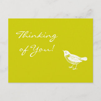  Mustard Yellow Bird Denking You Card Briefkaart