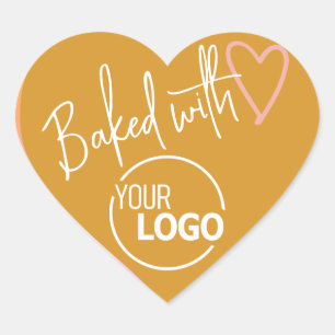 Mustard Yellow Bked Love Homemade Baking Logo Hart Sticker