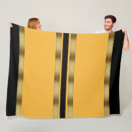 Mustard Yellow Black Gold Geometric Striped Fleece Deken
