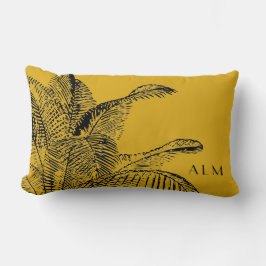 Mustard Yellow & Black Palm Leaf | Monogrammen Kussen