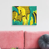 Mustard Yellow Blauwgroen Abstract Canvas Afdruk (Insitu (Woonkamer))