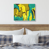 Mustard Yellow Blauwgroen Abstract Canvas Afdruk (Insitu (Slaapkamer))