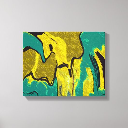 Mustard Yellow Blauwgroen Abstract Canvas Afdruk (Voorkant)