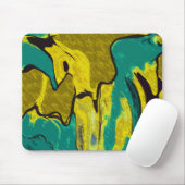 Mustard Yellow Blauwgroen Abstract Muismat (Met muis)