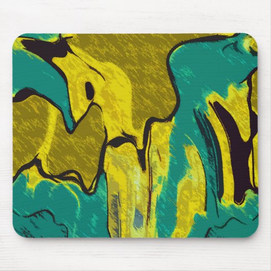 Mustard Yellow Blauwgroen Abstract Muismat (Voorkant)