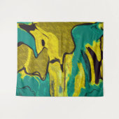 Mustard Yellow Blauwgroen Abstract Wandkleed (Voorkant (horizontaal))